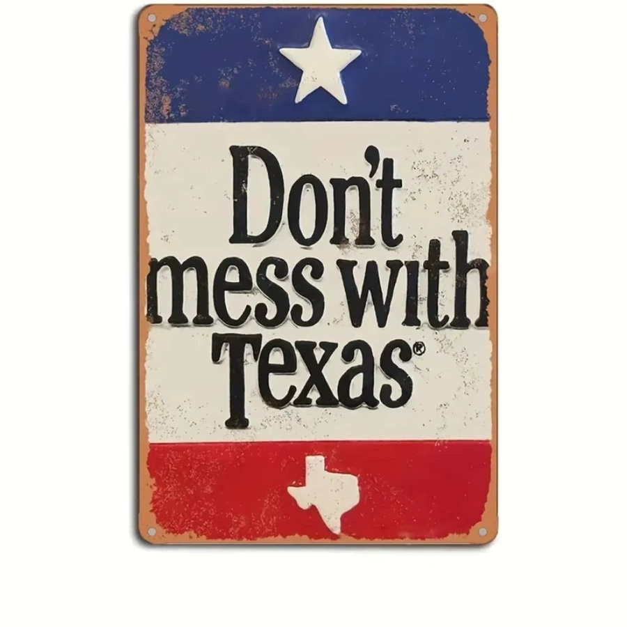 CIFBUY Vintage Don't Mess with Texas Metallwandschild im rustikalen Design mit Sternen in Rot, Weiß und Blau, Breite: 30,0 cm, Höhe: 20,0 cm, Tiefe: 1,0 cm - Bild 2