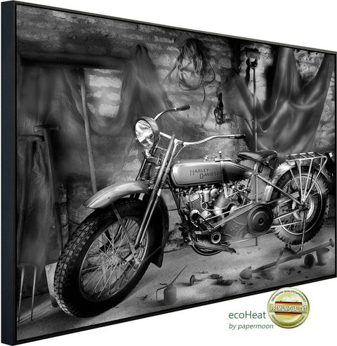 papermoon Infrarotheizung EcoHeat Motorrad Schwarz Weiss mit App-Steuerung und Überhitzungsschutz - Bild 1