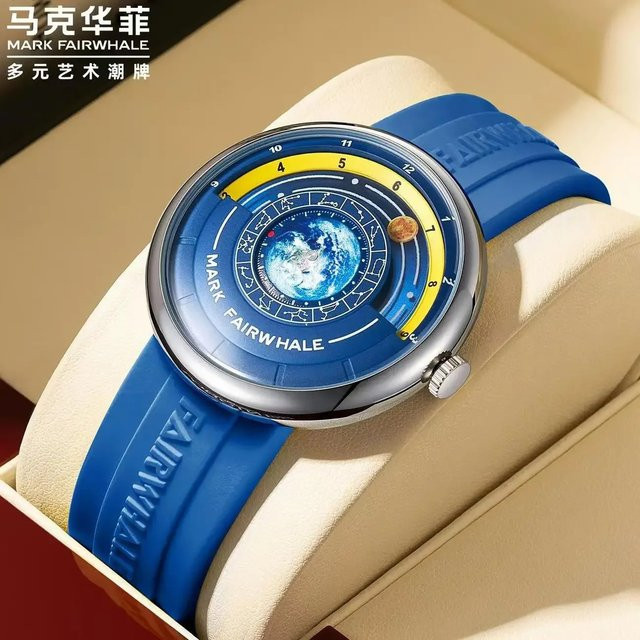 Mark Fairwhale Armbanduhr, Quarz, Blau, Silber, Silikon, Herren - Bild 1