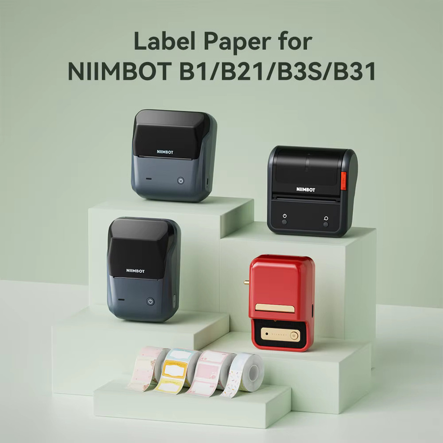 6 Rollen Niimbot Thermoetikettenpapier, weiß und transparent, selbstklebend, ölbeständig und reißfest, passend für B1, B21, B3S und B31 Drucker - Bild 2