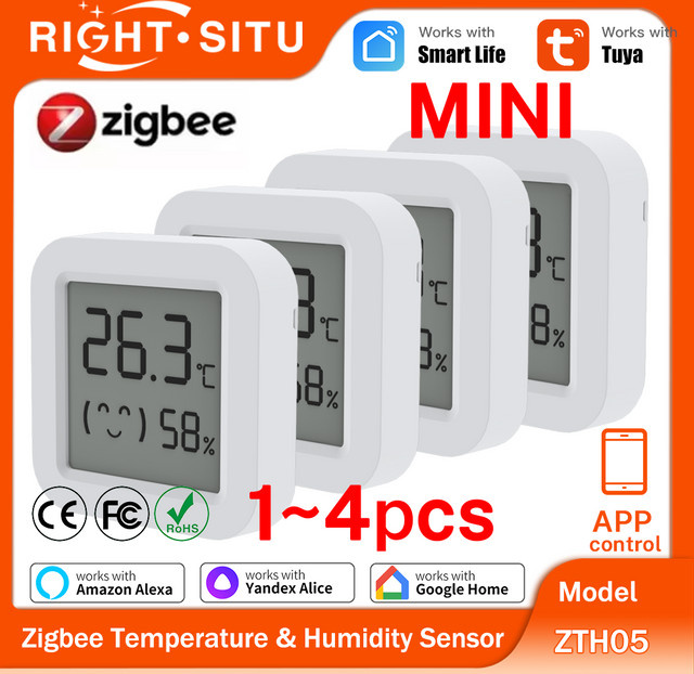 RightSitu Zigbee 3.0 Temperatur- und Feuchtigkeitssensor in Weiß für Tuya, Alexa und Zigbee2MQTT - Bild 1