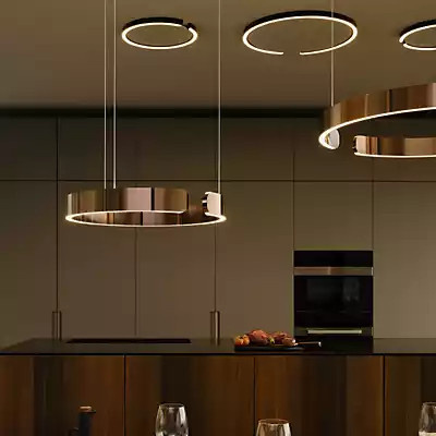Occhio Mito Sospeso 40 Variabel Up Pendelleuchte LED in Schwarz Matt mit Gold/Messing Details und x-tra warmem Licht (2.200-3.500 K) - Bild 1