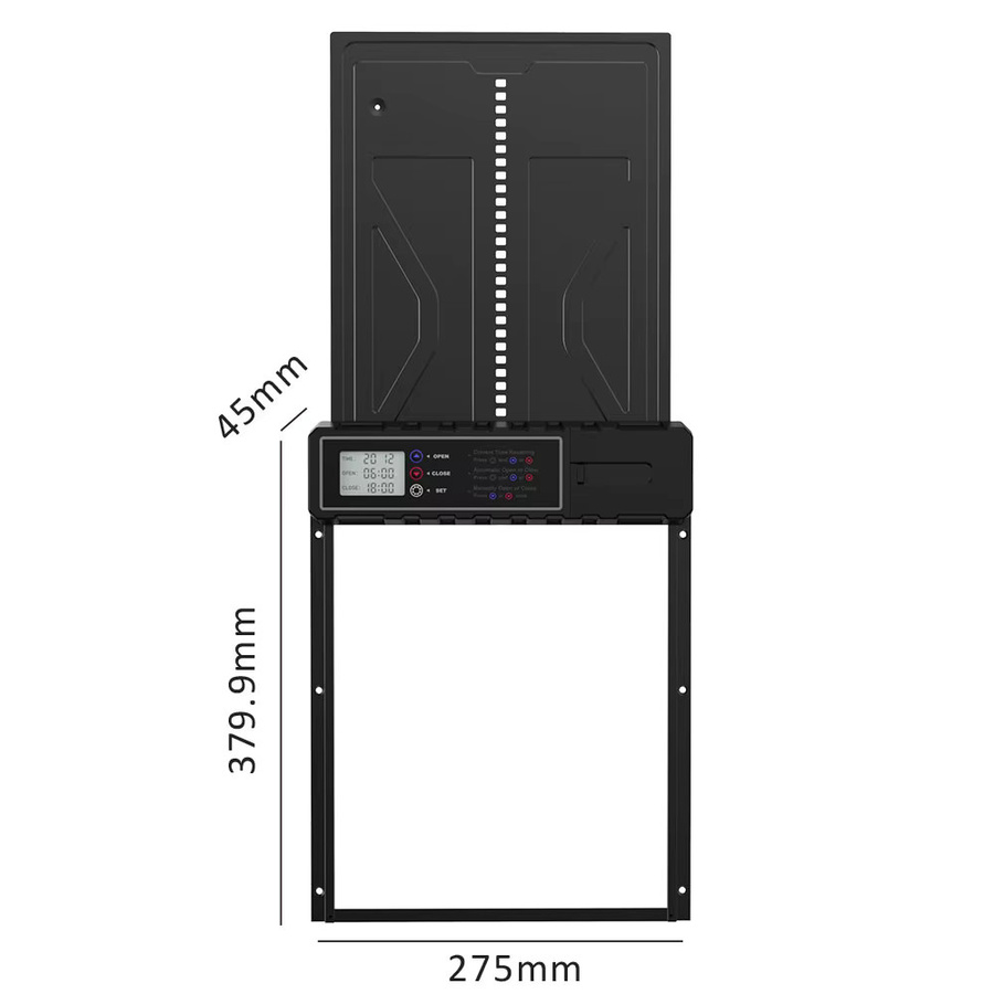 ELOOLE Automatische Hühnerstall-Tür aus Aluminium mit Timer und intelligentem Einklemmschutz, Schwarz, wasserdicht - Bild 6