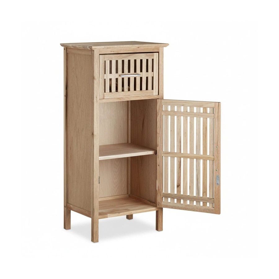 Relaxdays Badschrank aus Walnussholz Natur, freistehend, braun, H: 82 cm, B: 40 cm, T: 29 cm - Bild 2