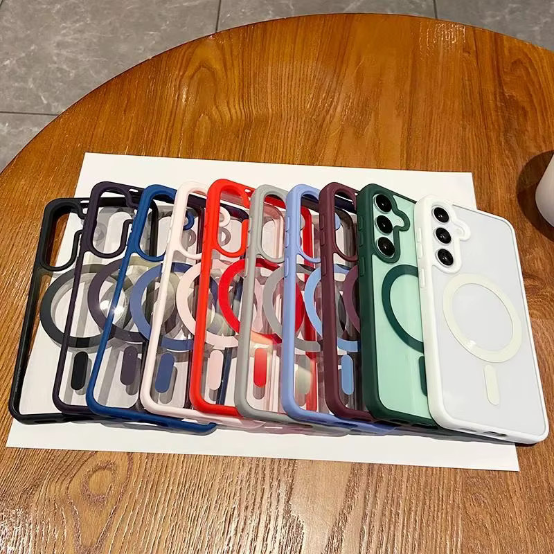 MagSafe Candy Clear Handyhülle für Samsung Galaxy S26 S25 Edge S24 FE S23 S22 Ultra Magnetische Kabellose Lade-Rückabdeckung in Transparent und Blau - Bild 3