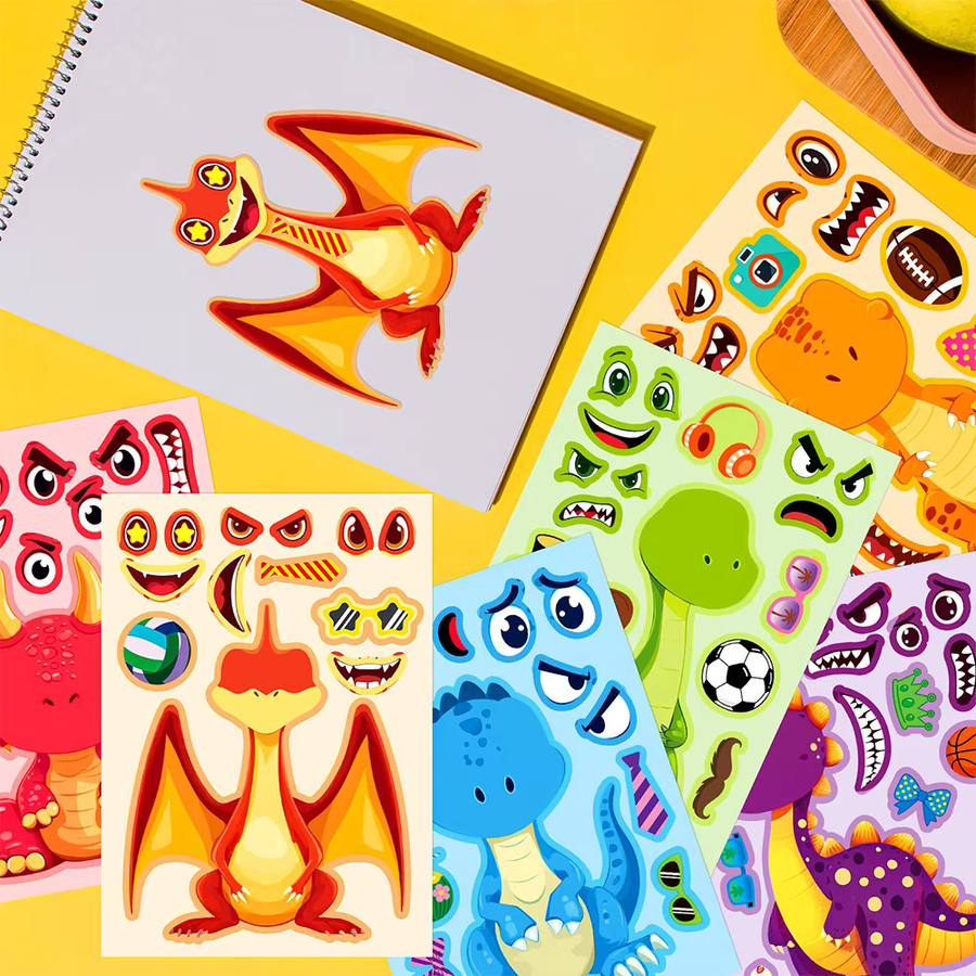 Charile Dinosaurier Puzzle-Aufkleber, Lernspielzeug, 6/12 Blatt - Bild 4