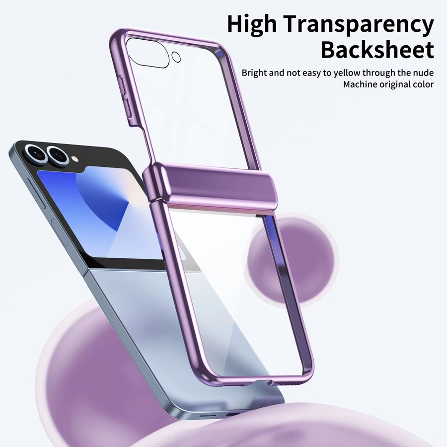 Transparente Handyhülle mit Scharnierschutz und gehärteter Filmabdeckung für Samsung Galaxy Z Flip 7, Z Flip 6, Z Flip 5 und Z Flip 4 in Pink - Bild 2