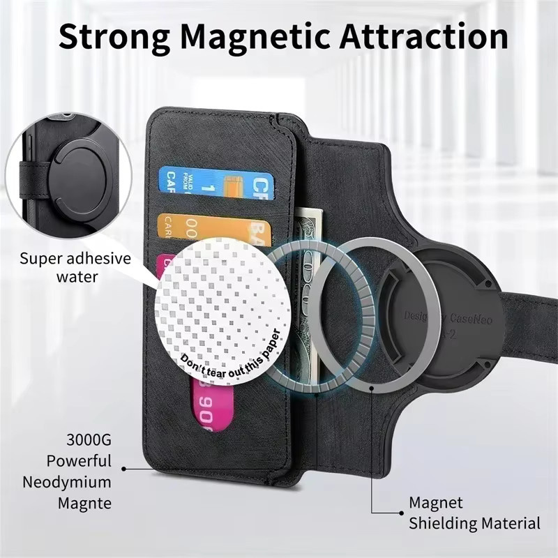 2-in-1 Kartenetui mit Magnetverschluss und abnehmbarer Flip-Lederhülle für Google Pixel 9 8 7 Pro XL MagSafe kompatibel in Schwarz oder Blau - Bild 2