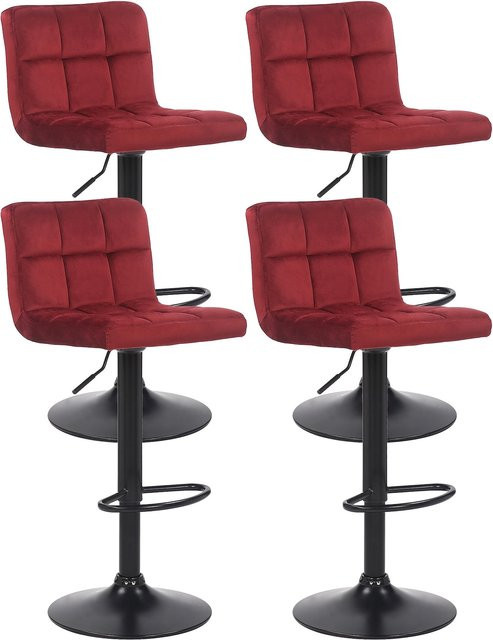 CLP 4er Set Barhocker Feni aus Samt mit Metallgestell, höhenverstellbar und modern, belastbar bis 150 kg - Bild 1