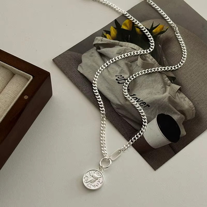 ANENJERY Halskette mit Münz-Anhänger, Silber, Damen - Bild 3
