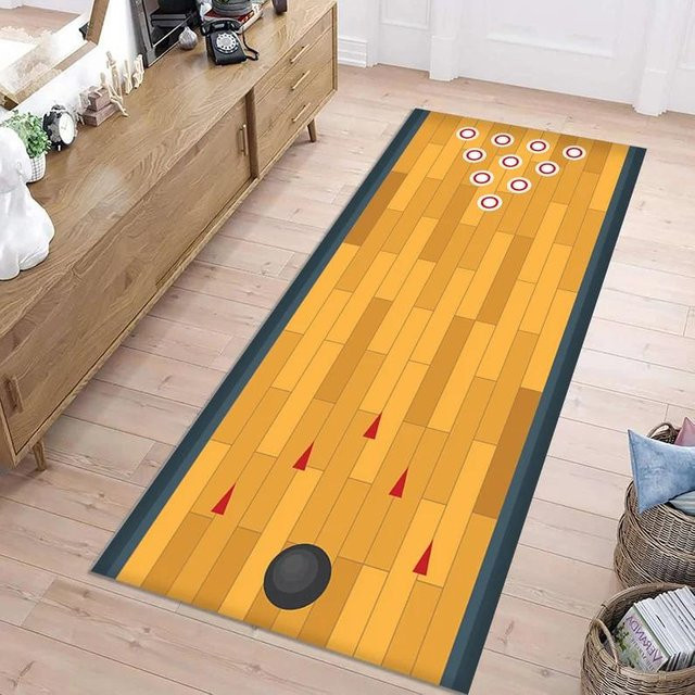 Rutschfester Bowlingbahn Teppich von Lodestar, waschbarer Spielzimmer Läufer für Kinderzimmer und Wohnzimmer, Mehrfarbig, B/T/H: 60 x 40 x 1 cm - Bild 1