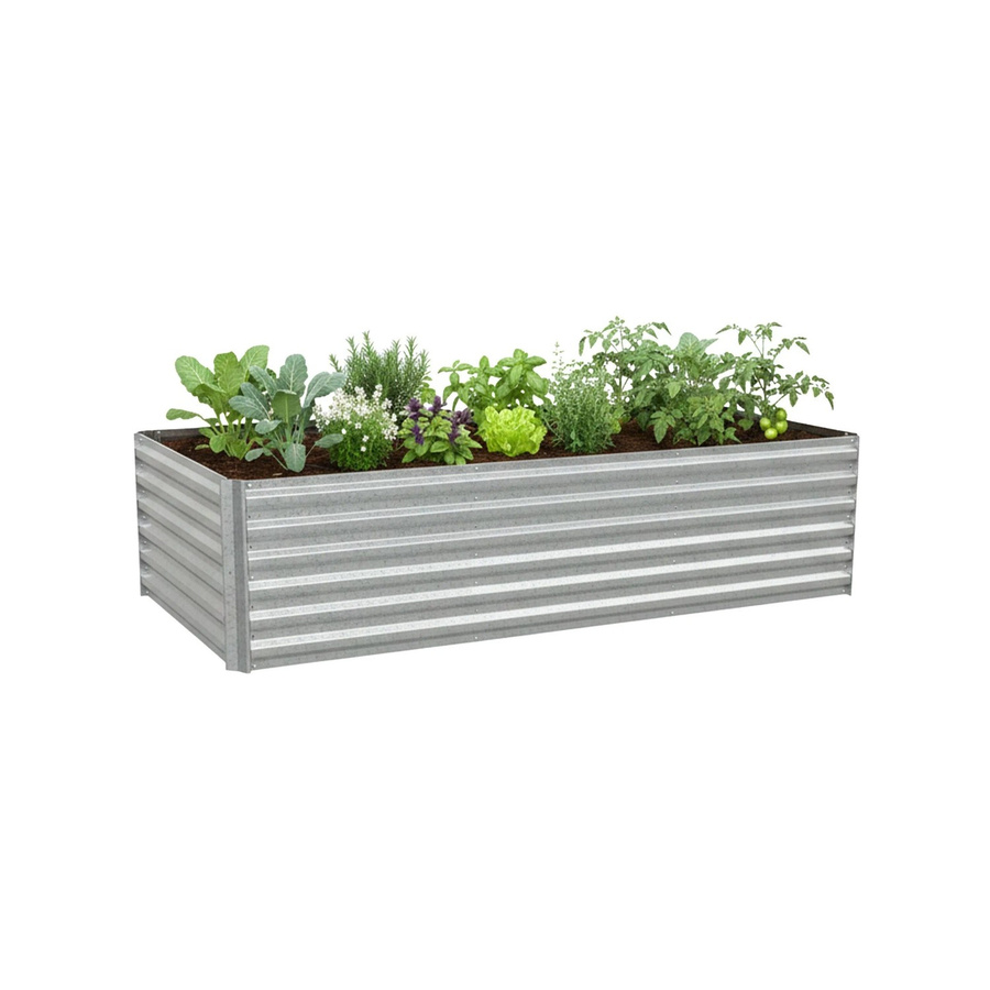 Relaxdays Hochbeet aus verzinktem Eisen in Silber, B/T/H: 240 x 57 x 60 cm - Bild 2