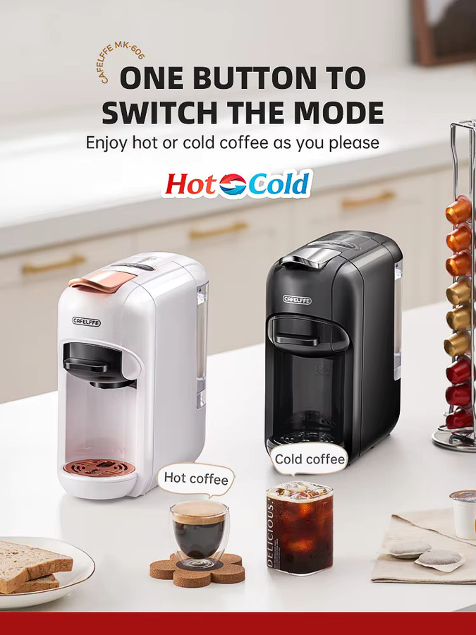 Cafelffe 5-in-1 Kaffeemaschine in Schwarz für Nespresso Kapseln, Dolce Gusto, ESE-Pods und gemahlenen Kaffee mit 19 Bar Druck für Heiß- und Kaltgetränke - Bild 3