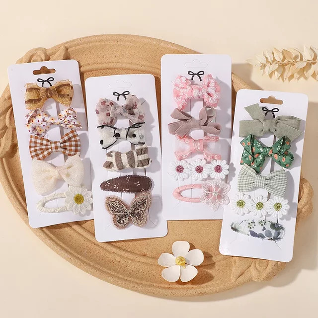 BABY BOWS Haarspangen für Kinder, 5er-Set, Daisy Print und Schmetterling - Bild 1