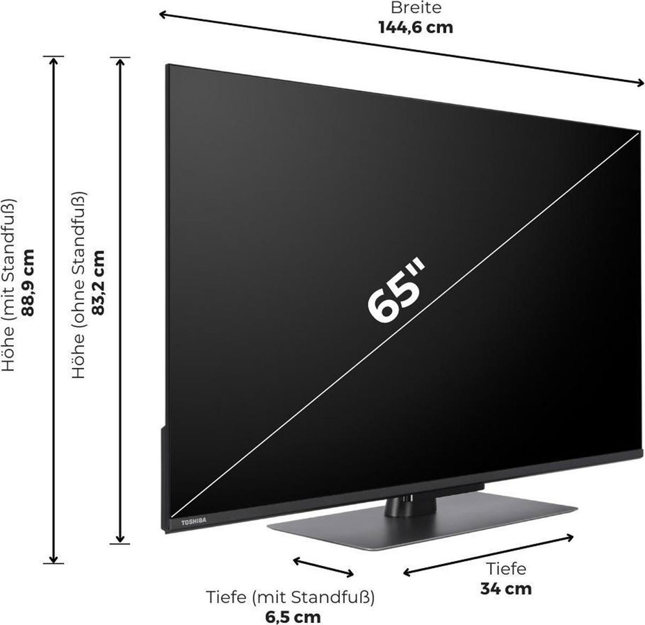 Toshiba Smart-TV 65UV6F68DA 4K Ultra HD LCD LED Fernseher Schwarz - Bild 2