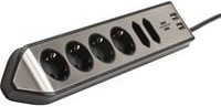Brennenstuhl estilo Eck-Steckdosenleiste 6-fach mit 2 USB-Ladebuchsen in Schwarz-Silber, L: 36,5 cm, B: 6 cm, T: 11 cm - Bild 2