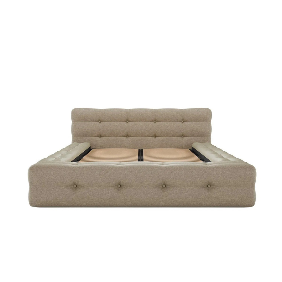 Vente-unique Bettrahmen Leruco in Beige aus meliertem Stoff, B/T: 140 x 190 cm - Bild 2
