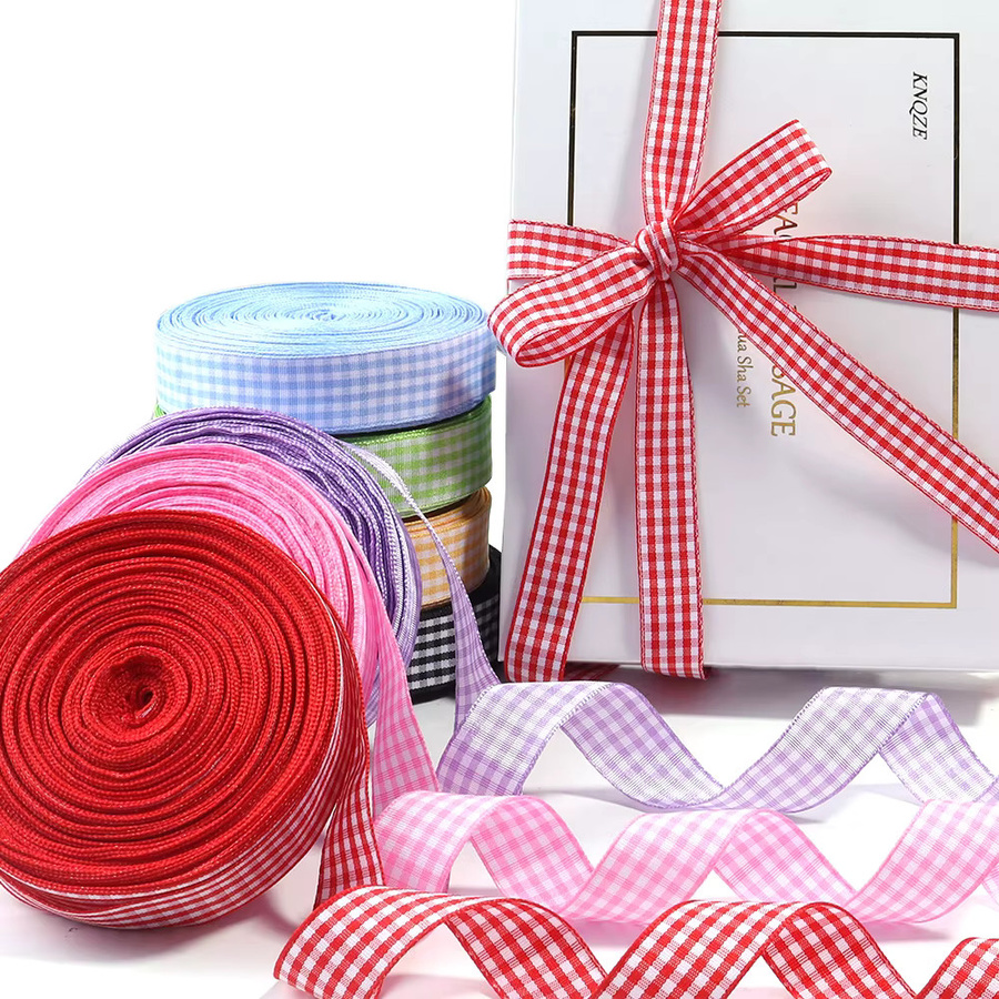 Gitter Plaid Band aus Polyester für DIY Dekorationen und Blumenverpackungen, 10 Yards, Gelb/Mehrfarbig - Bild 3