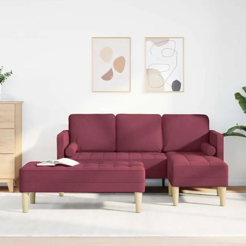 vidaxl Ecksofa Set aus 2 Teilen in Rot, Modernes Skandinavisches Design aus Stoff, B/T/H: 173 x 131 x 67 cm - Bild 1