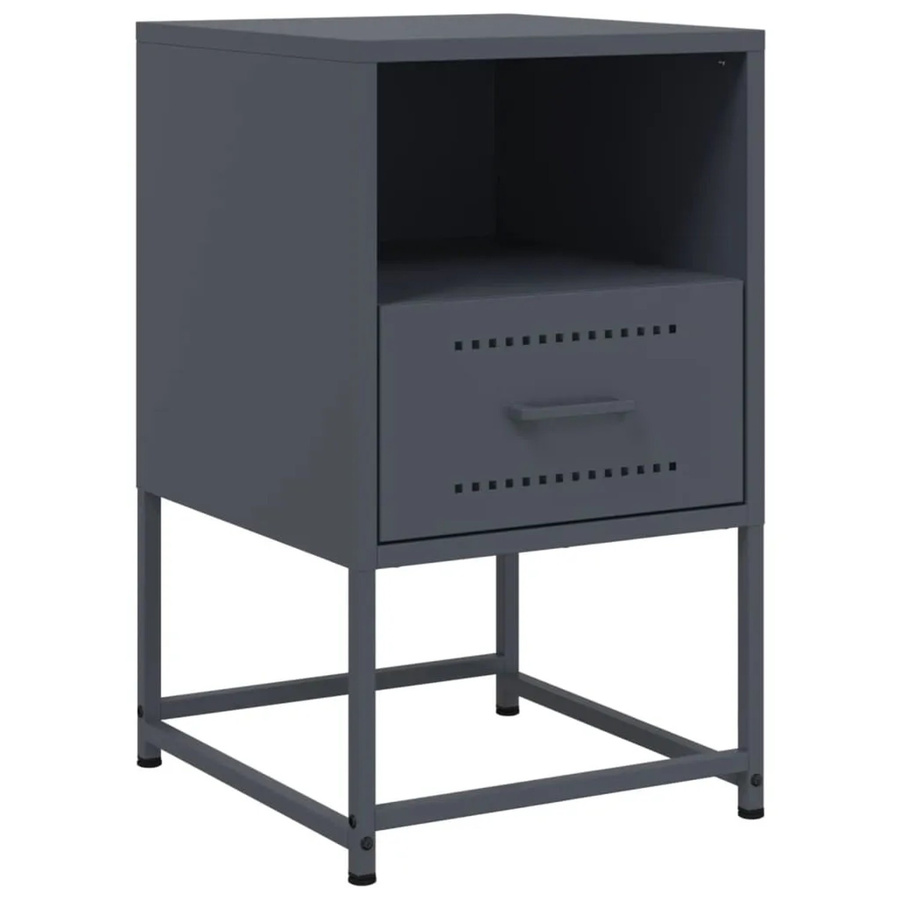 vidaXL Nachttisch aus Stahl in Anthrazit im Industrie-Stil, B/T/H: 36 x 39 x 60,5 cm - Bild 2