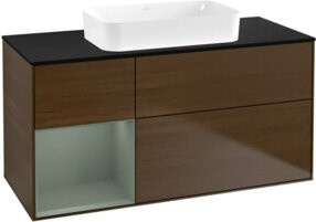V&B Waschtischunterschrank Finion mit Wandbeleuchtung in Walnuss Veneer, B/T/H: 120 x 60 cm - Bild 1