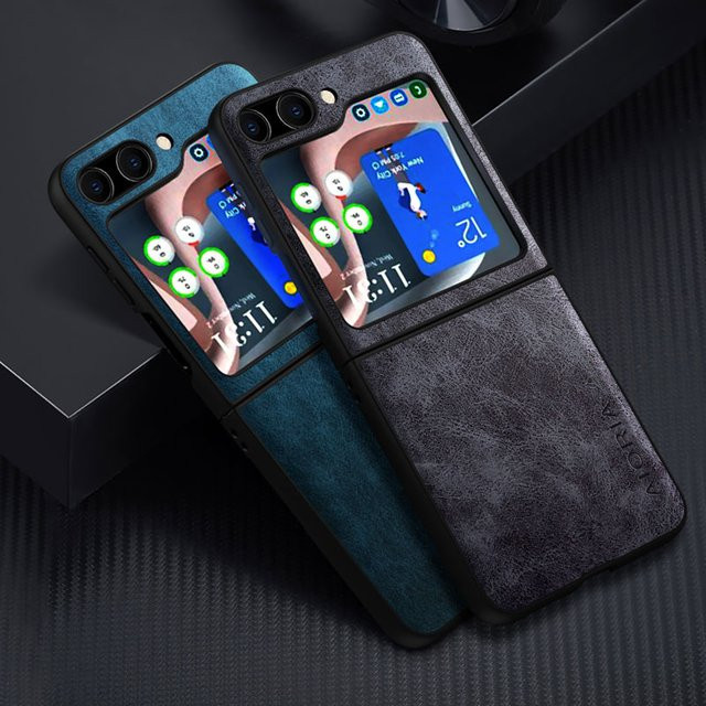 Premium PU-Leder Handyhülle für Samsung Galaxy Z Flip 5, 4 und 3 in Braun - Bild 1