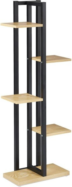 Relaxdays Pflanzenregal aus Stahl und MDF mit 5 Ablagen, Farbe Schwarz-Braun, Höhe: 117 cm, Breite: 43 cm, Tiefe: 22 cm - Bild 1