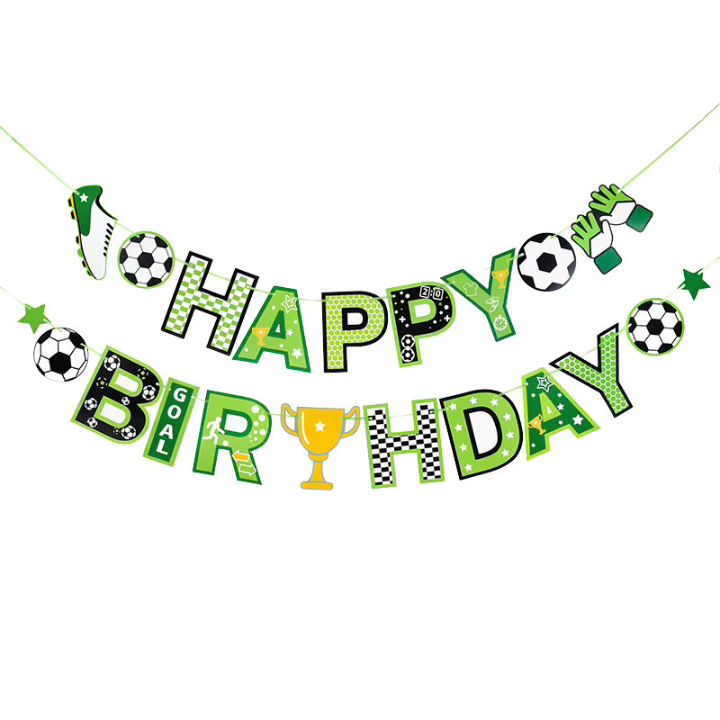 ZQNYCY Fußball Geburtstag Dekoration Set mit Banner Girlande und Cupcake Toppern in Grün - Bild 3