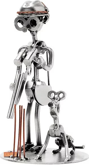 Schraubenmännchen Jäger mit Hund von Hinz & Kunst aus Metall in Silber - Bild 1