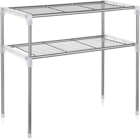 Igeteck Multifunktionales 2-stufiges Küchenregal für Mikrowellen in Grau und Silber