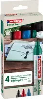 Edding 21 EcoLine Permanentmarker 4er Set mit Rundspitze in Schwarz, Blau, Rot und Grün - Bild 2
