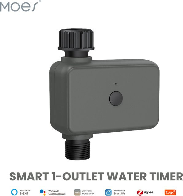 MOES ZigBee Smart Sprinkler Wassertimer mit 1-Ausgang und Filter, programmierbarer Bewässerungstimer in Grau, kompatibel mit Alexa und Google Home - Bild 1