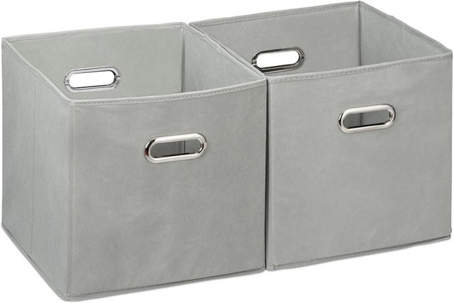 Relaxdays Aufbewahrungsbox aus Stoff in Grau, 2er Set, faltbar, B/T/H: 30 x 30 x 30 cm - Bild 1