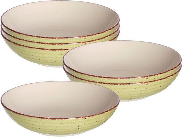 Ritzenhoff & Breker Suppenschalen Happy aus Keramik, 6er Set, Green und Yellow, Durchmesser: 20,5 cm - Bild 1