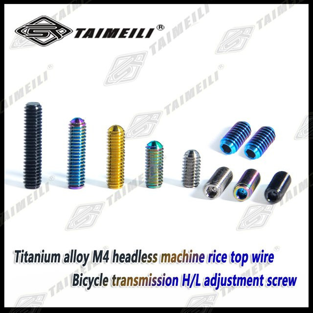 Taimeili Titan-Legierung Schraube M4, kopflose Stellschraube für Fahrradgetriebe, Blau - Bild 1