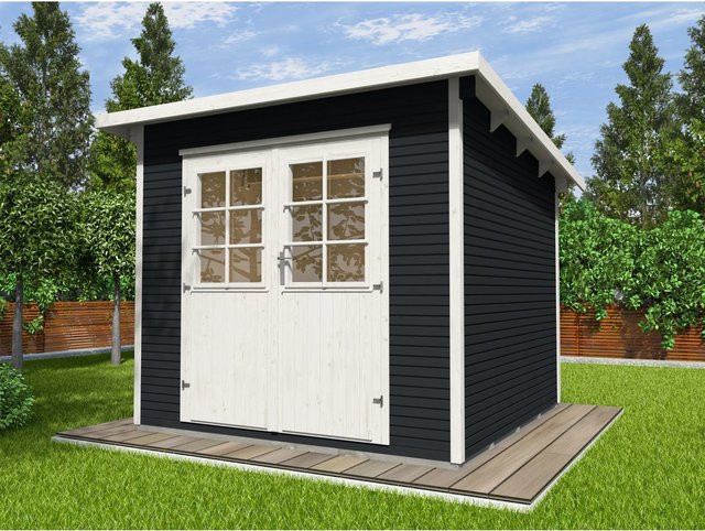 WEKA Gartenhaus aus Massivholz mit Pultdach in Anthrazit und Weiß, B/H/T: 235 x 241 x 174 cm - Bild 1