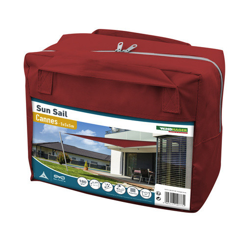 WINDHAGER Sonnensegel Dreieck aus Polyester in Rot, B/T/H: 500 x 500 x 500 cm - Bild 2