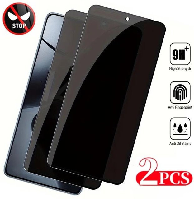 2 Stück Xiaomi Anti-Spy Schutzglas Displayschutzfolien in Schwarz für Poco X7 Pro X6 X5 Pro X4 X3 GT F7 Ultra F6 F5 Pro F3 F4 GT - Bild 1