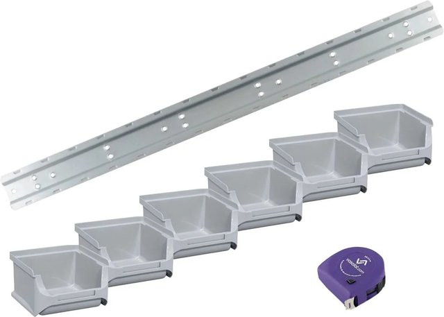 vasalat Set Stapelboxen mit Wandhalterung, Grau, 6 Stück, B/T/H: 10,2 x 10,2 x 10,2 cm - Bild 1