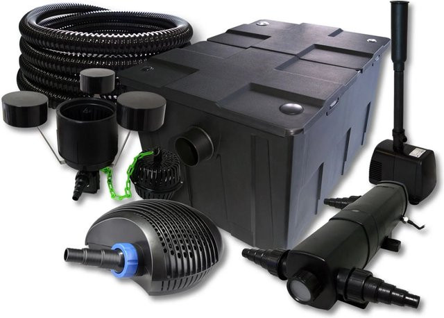 Sunsun Teichfilter Set mit 60000L Pumpe, 24W, UVC 40W, Skimmer und Springbrunnen in Schwarz - Bild 1