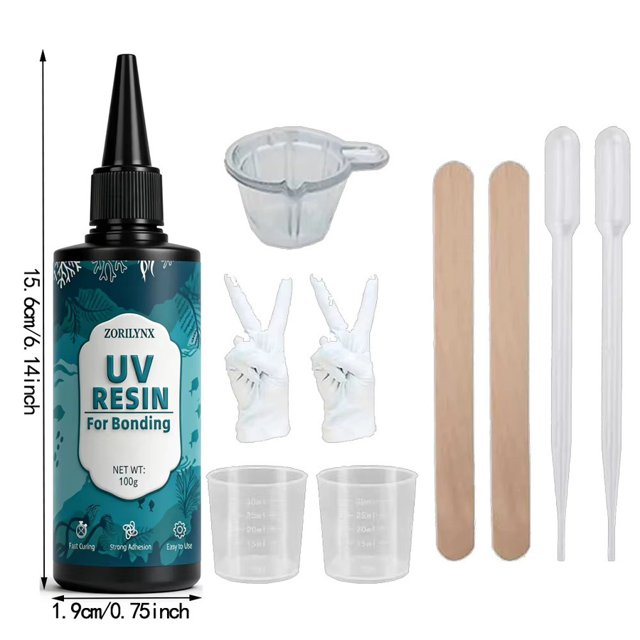 ZORILYNX UV-Harz-Set, klarer und schnell aushärtender UV-Kleber für DIY-Schmuck und Basteldekoration, 100 g - Bild 5