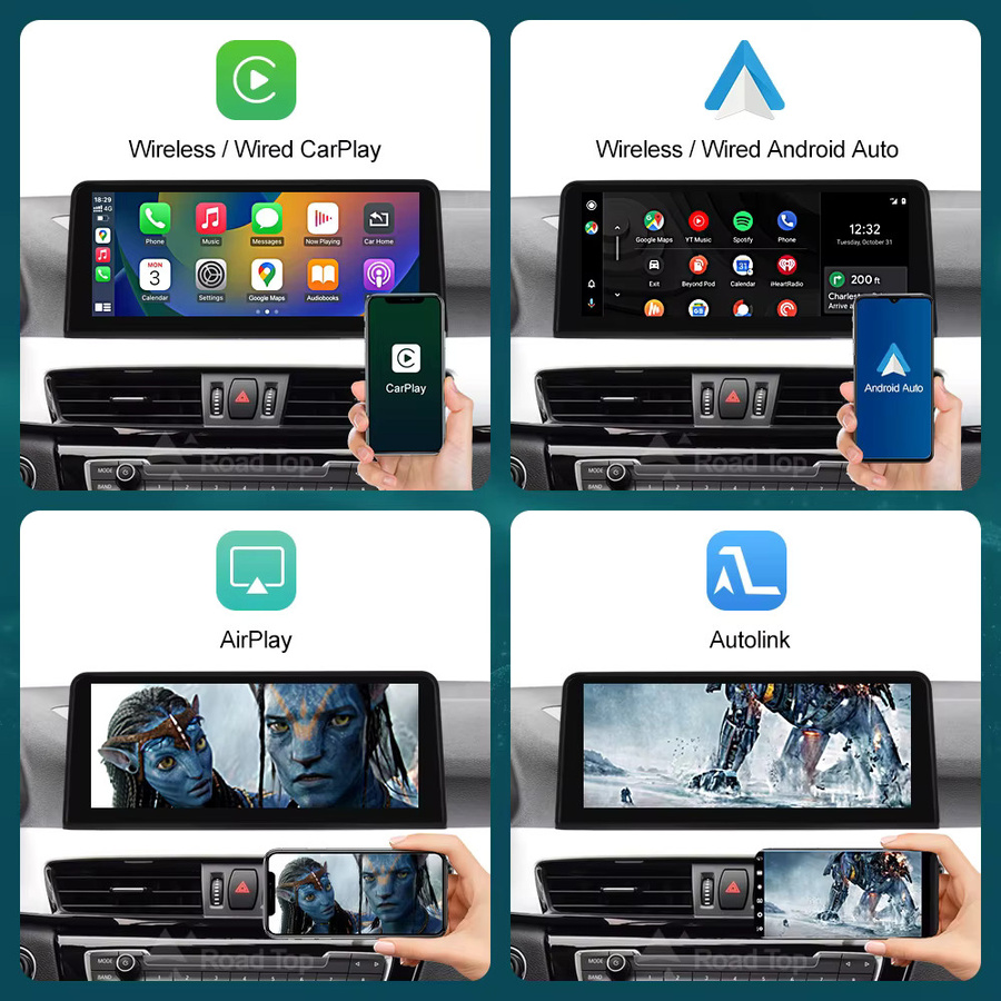 RoadTop 12,3 Zoll RT Wireless Carplay Multimedia Touchscreen für BMW X1 F48 2015-2017 NBT iDrive Android Auto Kopf Einheit in Schwarz - Bild 2