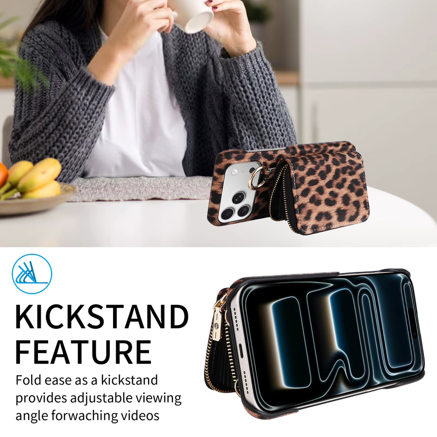 Samsung Handyhülle aus PU-Leder mit Kartenhalter und Ständer im Leopardenmuster für Galaxy S26 S25 S24 S23 S22 S21 S20FE Ultra, Multicolor - Bild 5