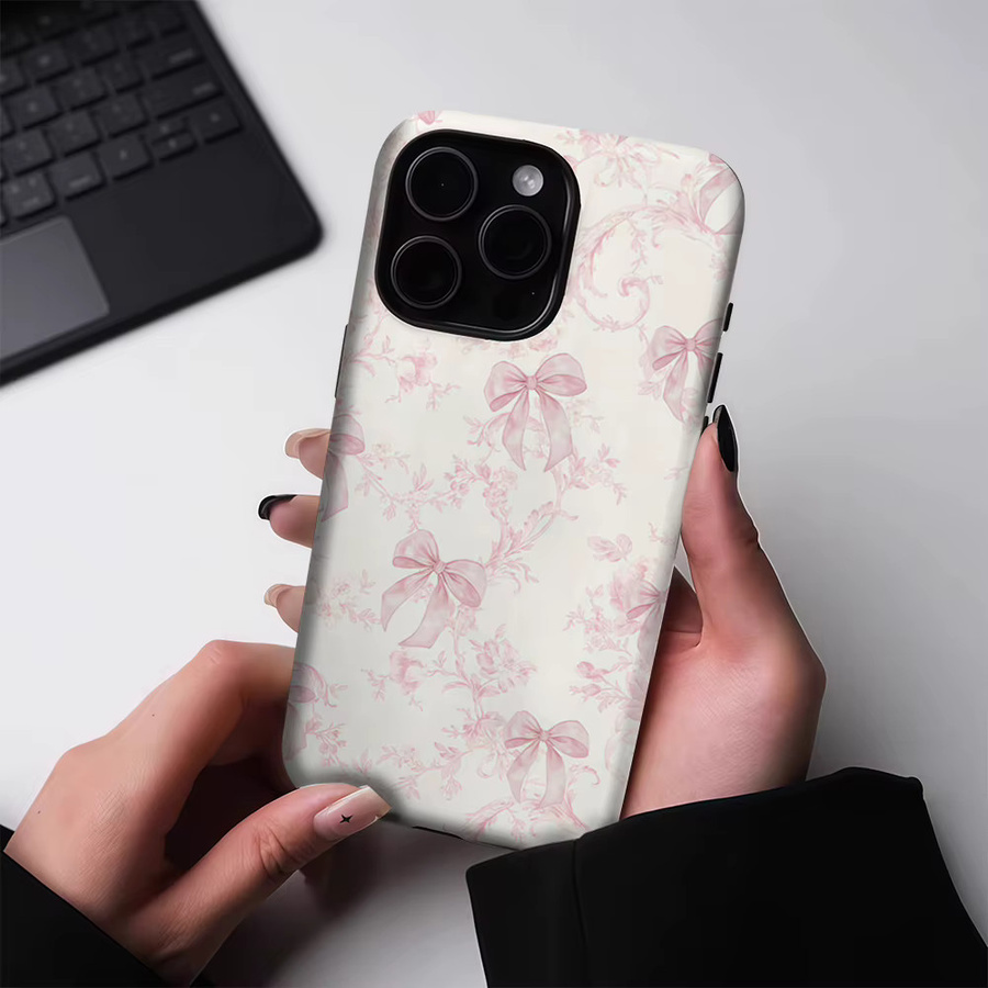 Potdemiel iPhone Hülle Blush Bow & Floral Vine mit Magnetfunktion, Tough Case in Pink für iPhone 17 16 15 14 Pro Max Plus - Bild 2