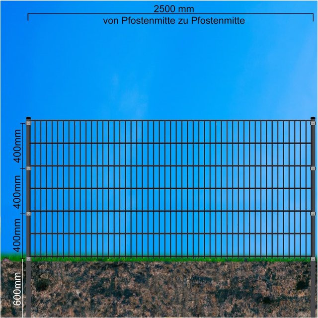 Fa-Bausysteme Doppelstabzaun Moosgrün 8-6-8 Höhe: 180 cm, Breite: 123 cm, 50 m - Bild 1