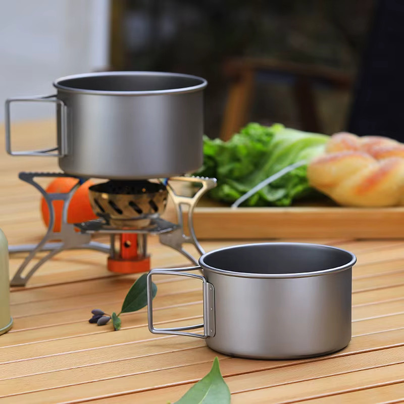 Xbees Camping Titan Kochtopf und Mehrzweckschüssel in Silber mit abnehmbarem Griff, 450 ml - Bild 4