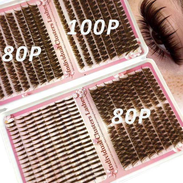HBZGTLAD Wimpernbüschel, 32 Reihen Spikes, Braun, Natürlich - Bild 1
