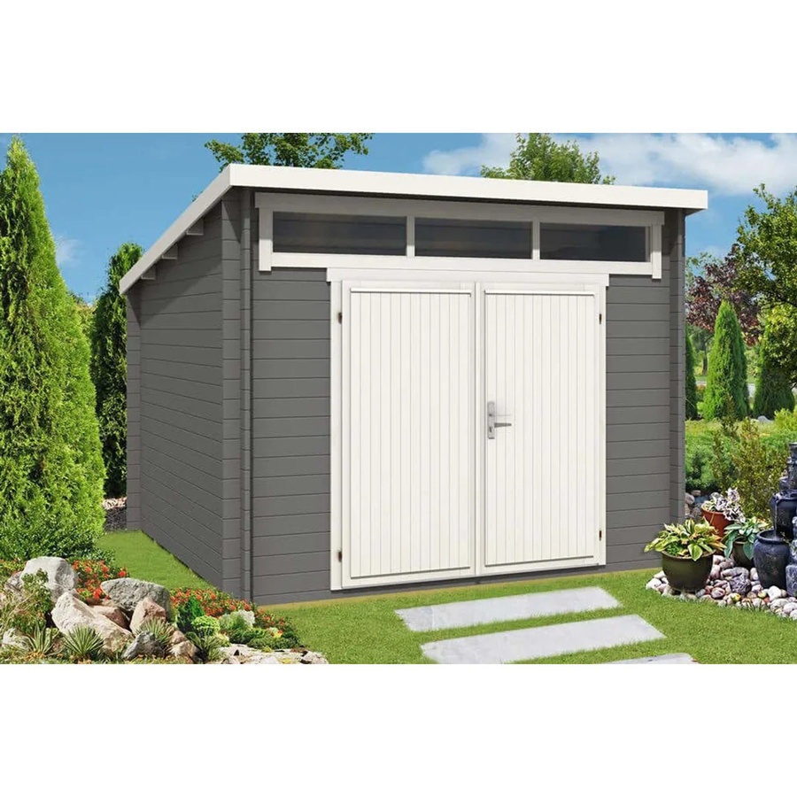 Alpholz Gartenhaus Maria-Optima Pultdach aus Massivholz in Anthrazit B/T: 320 x 345 cm - Bild 2