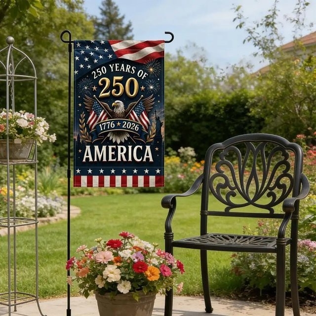 OURFETE USA 250-Jahre Jubiläums-Gartenflagge 1776-2026, Patriotisches Gartenschild Outdoor-Banner Doppelseitig Wasserdicht, Multicolor - Bild 1