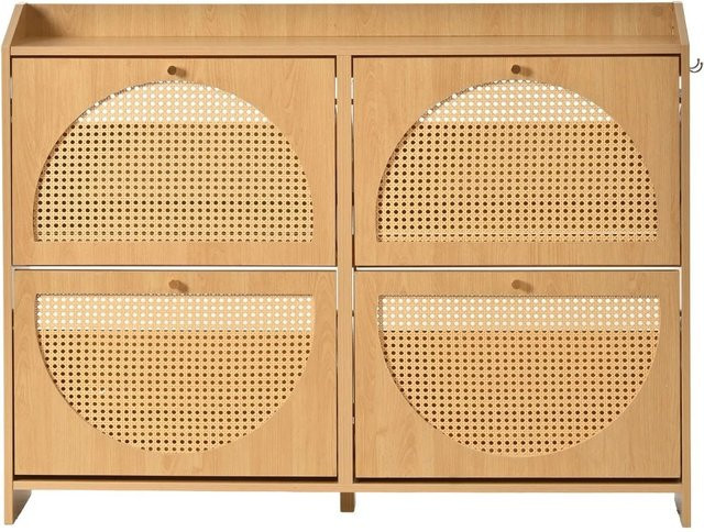 Merax Schuhschrank in Braun mit 8 Fächern im skandinavischen Design, B/T/H: 120 x 24 x 90 cm - Bild 1